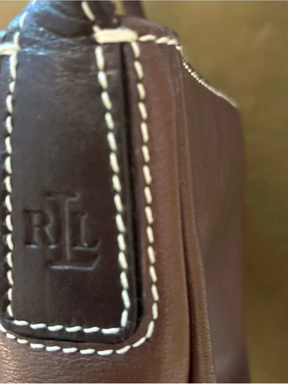 Vintage boho western  Ralph Lauren Brown Shoulder Bag Y2K Baguette stitching